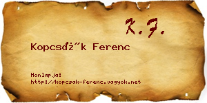 Kopcsák Ferenc névjegykártya